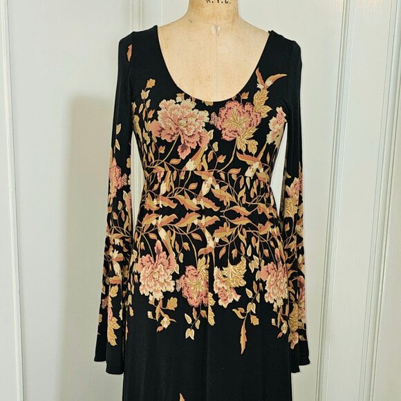 Free People Boho Midnight Garden Black Blush Floral Maxi Dress XS - Picture 4 of 11